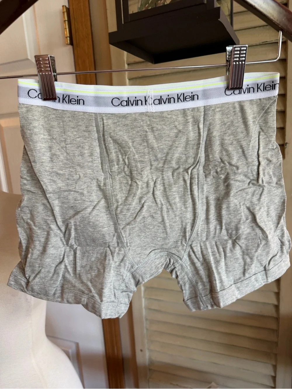 Calvin Klein Kids 2-Pack Briefs in Gray and Black with Lime Accent